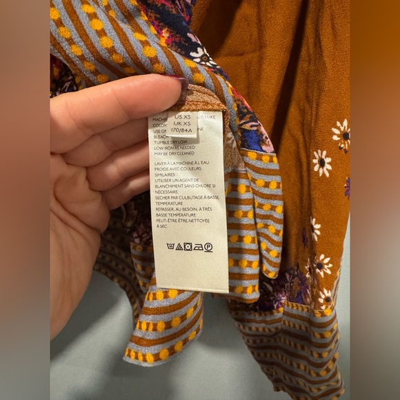 Free People Boho Floral Top Size XS - Picture 5 of 6